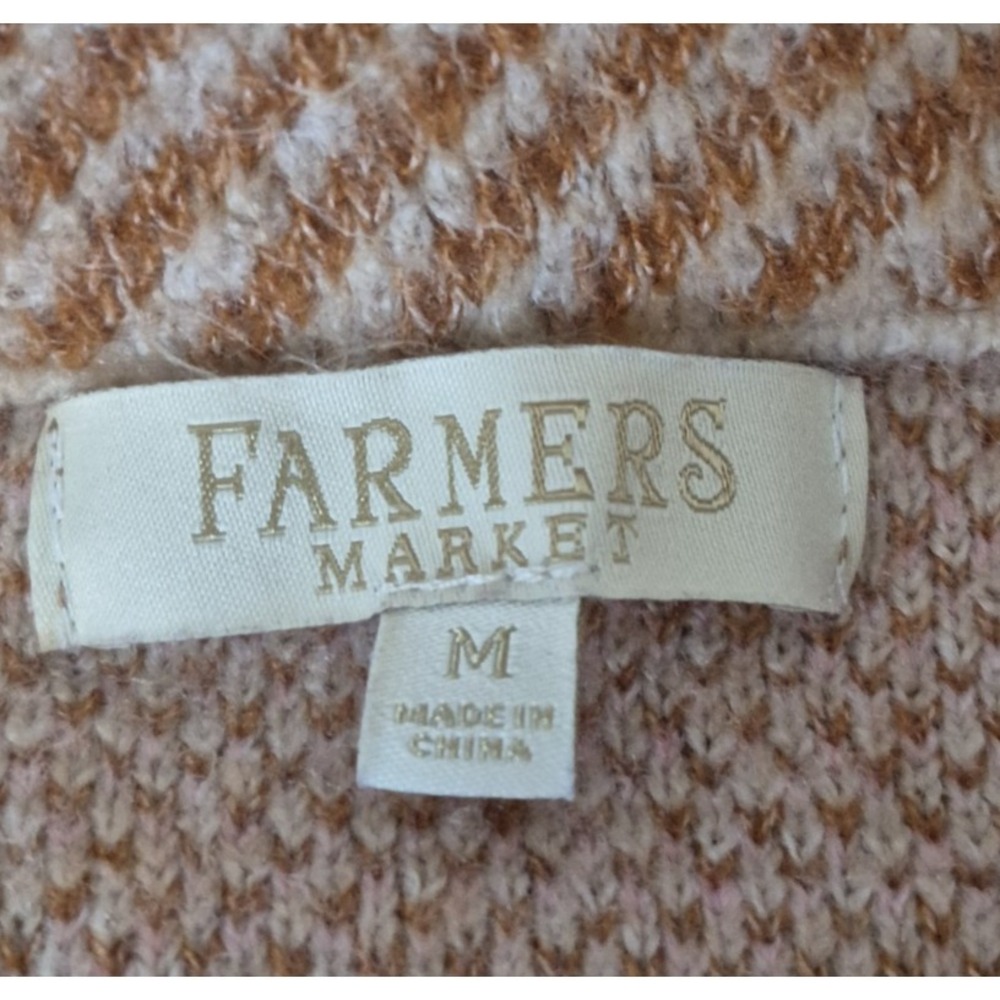 Farmers Market Duster Cardigan Womens M Pink Brown Patchwork Fuzzy Open Front - Picture 4 of 7
